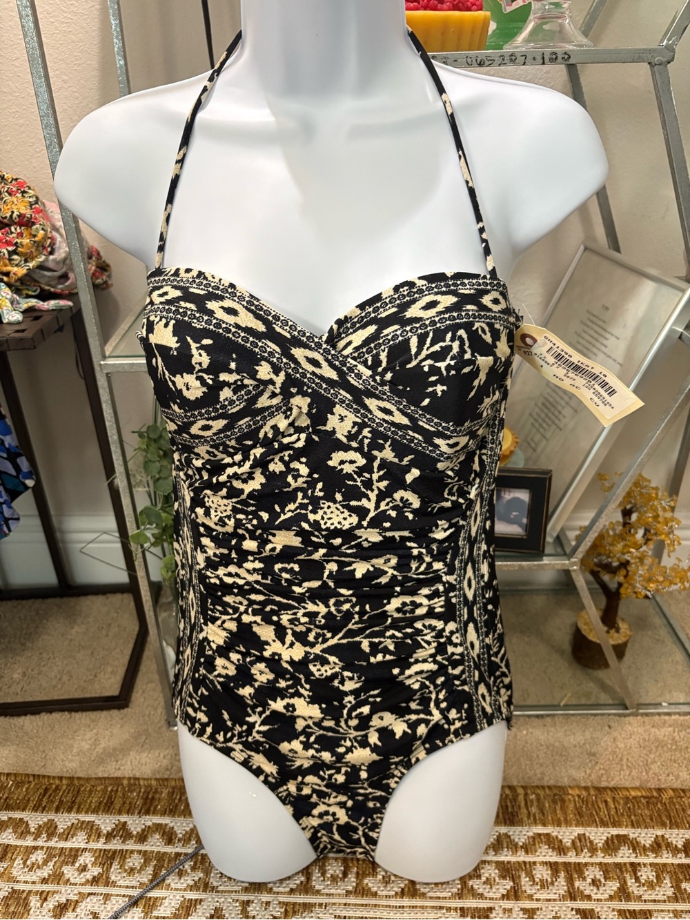 Robin Piccone Robin Piccone 'Flora' Convertible One-Piece black beige floral 10